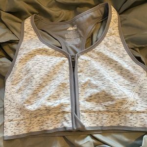 Avia white/gray zip up sports bra